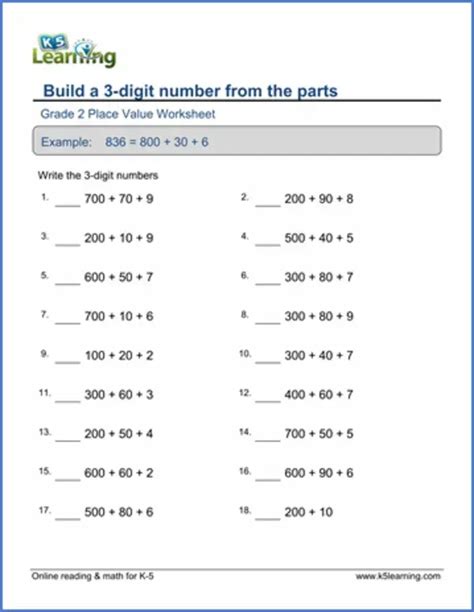 2nd Grade Place Value & Rounding Worksheets - K5 Learning