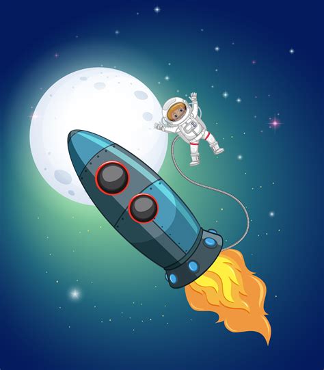 A Rocket And Astronaut In Space 412989 Vector Art At Vecteezy