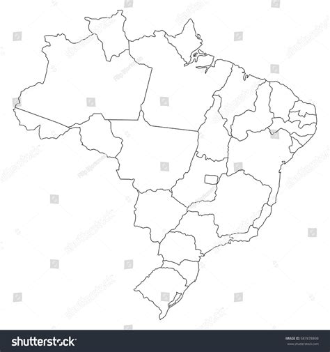 Vektor Stok High Detailed Vector Map Countiesregionsstates Brazil