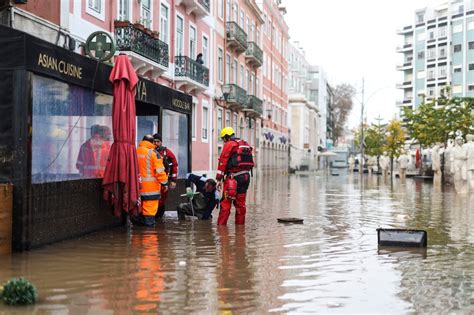 Heavy Rain Floods Batter Lisbon Residents Urged To Stay Home The