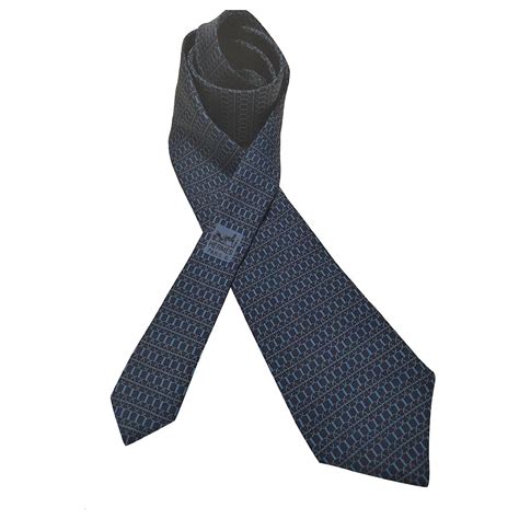 Herm S Ties Navy Blue Silk Ref Joli Closet