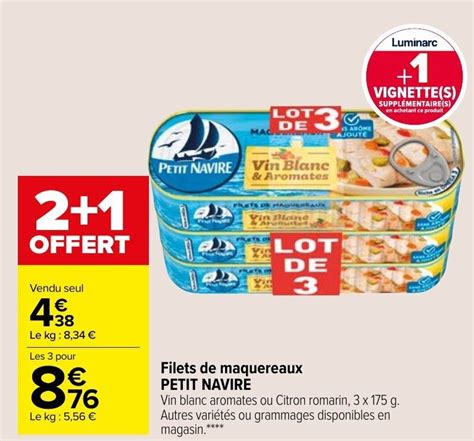 Promo PETIT NAVIRE Filets De Maquereaux Chez Carrefour Market