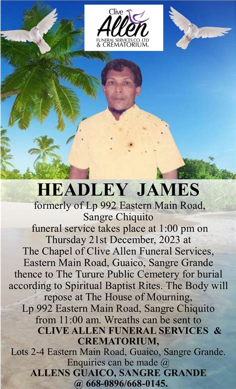Obituary and Funeral Service Details for John Headley 1
