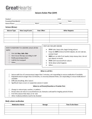 Fillable Online Student Seizure Health Action Plan Fax Email Print