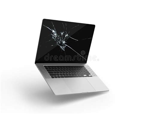 Broken Screen 3d Rendered Laptop Isolated on White Background - Smashed ...