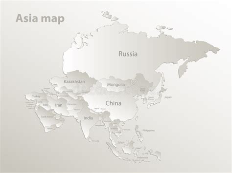 Mapa De Asia Separa Estados Individuales Con Nombres Mapa De Color