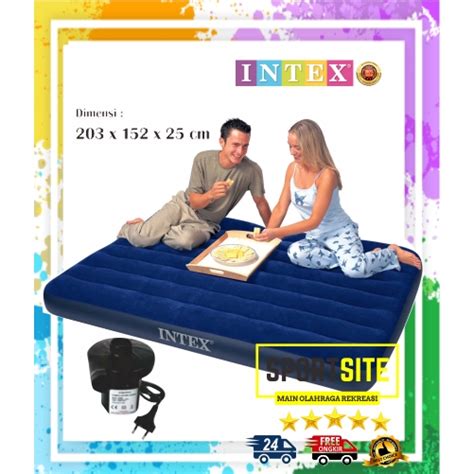 Jual Intex Dura Beam Deluxe Fiber Matras Kasur Ranjang Angin Pompa