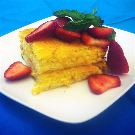 Sweet Corn Pudding with Macerated Strawberries - Sunshine Sweet Corn