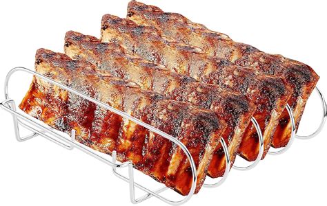 Large Rib Rack For Smoking Grilling Bbq Rib Rack Stainless Steel