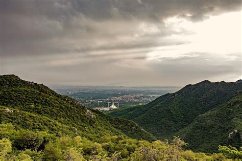 Premium Photo | Aerial view of faisal masjid mosque in islamabad, pakistan