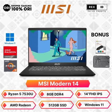 Jual Msi Modern 14 Ryzen 5 7530U 8GB 512GB 14 FHD IPS Windows 11