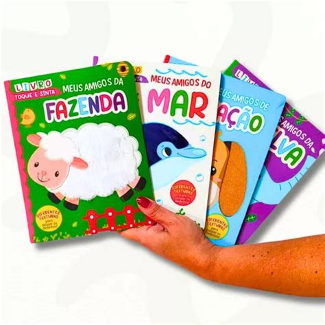 Livro Sensorial Textura Para Beb S Toque E Sinta Animais Kit Livros