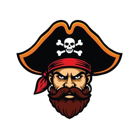 Premium Vector Pirate Head Face Logo Mascot Design