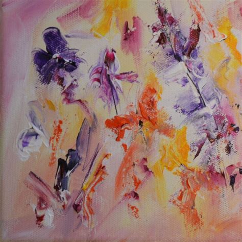 Petit Tableau Abstrait Fleurs Peinture Abstraite Florale Unique