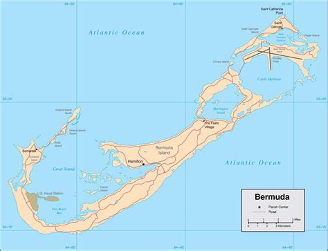 Digital Bermuda map in Adobe Illustrator vector format