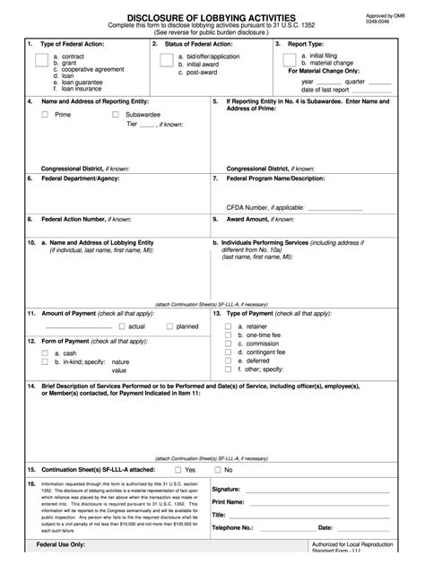 Sflll PDF Disclosure Of Lobbying Activities Afm Ars Usda Fill Out