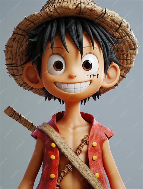 Chapéu Do Luffy Desenho - Personagem de desenho animado 3D de Monkey D Luffy com seu chapéu de ...