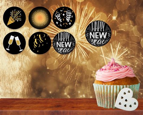 New Year S Eve Cupcake Toppers Happy New Year New Year S Eve Party