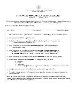 Fillable Online Financial Aid Application Form Sy Rev Doc Fax