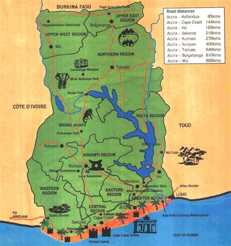 Large Detailed Tourist Map Of Ghana Maps Of All Countries In One Place