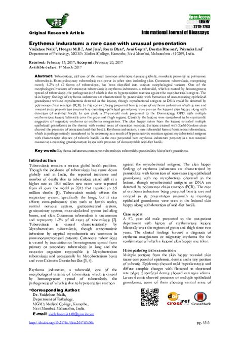 (PDF) Erythema induratum: a rare case with unusual presentation