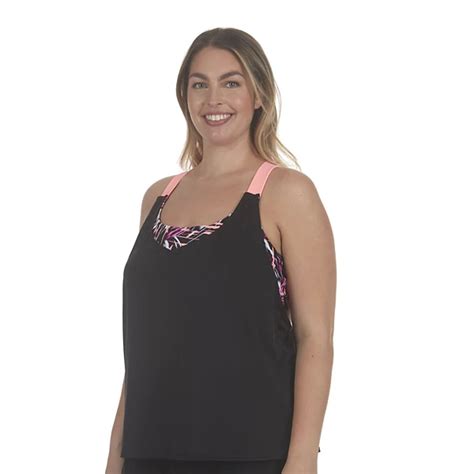 Plus Size Zeroxposur Comet Racerback 2 In 1 Tankini Top