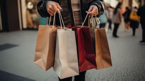 Premium Ai Image A Shopper Holding Multiple Shopping Bags Filled With