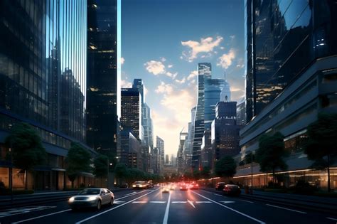 Premium Ai Image Bustling Cityscape With Towering Skyscrapers