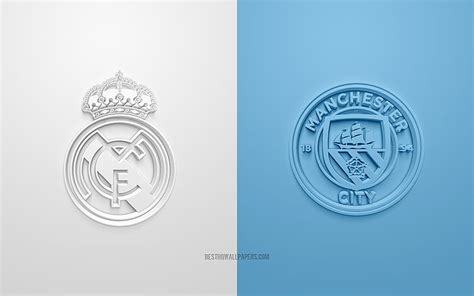 Real Madrid Vs Manchester City Fc Uefa Champions League 3d Logos Promotional Materials Hd