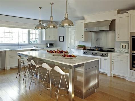 Kitchen Island With Stainless Steel Top And Seating Things In The Kitchen