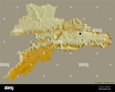 Shape Of Jura Canton Of Switzerland With Its Capital Isolated On A