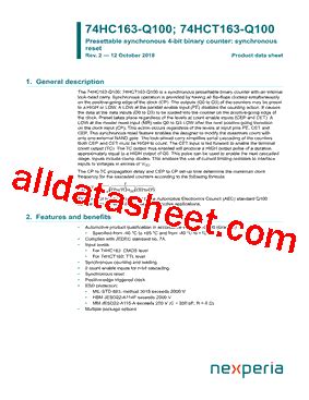 74HC163 Q100 Datasheet PDF Nexperia B V All Rights Reserved