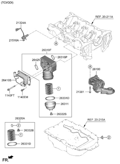 Front Case And Oil Filter 2021 Kia Sorento Gas