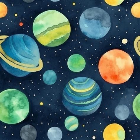 Premium AI Image A Close Up Of A Watercolor Painting Of Planets And