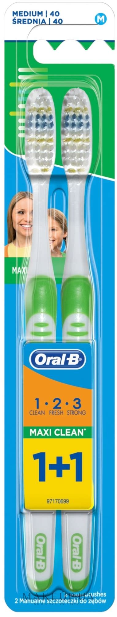 Набір зубних щіток середня зелена зелена Oral B 1 2 3 Maxi Clean