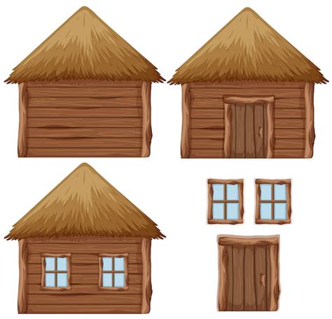 Premium Vector | Set of hay house