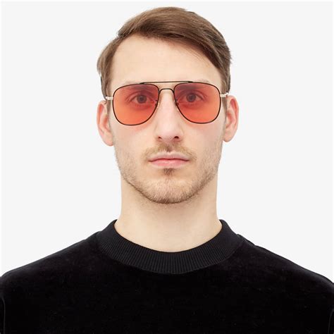 Gucci Web Block Aviator Sunglasses Black Gold And Orange End