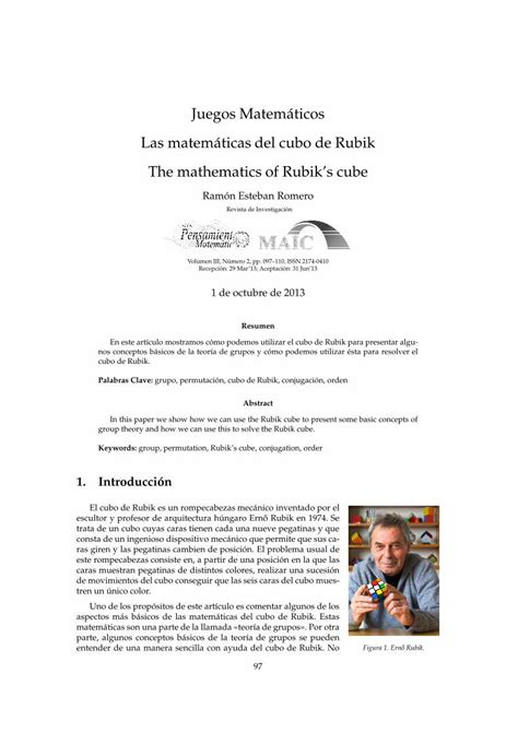 PDF Juegos Matemáticos Las matemáticas del cubo de Rubik PDF