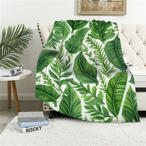 Aristuring Tropical Palm Leaf Blanket 50 X 60 Green Giant Leaves