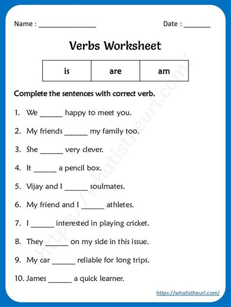 Is Am Are Worksheet For Class 1