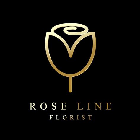 Rose Flower Logo Vector Design Line Art Floral Logotype Tulip Flower