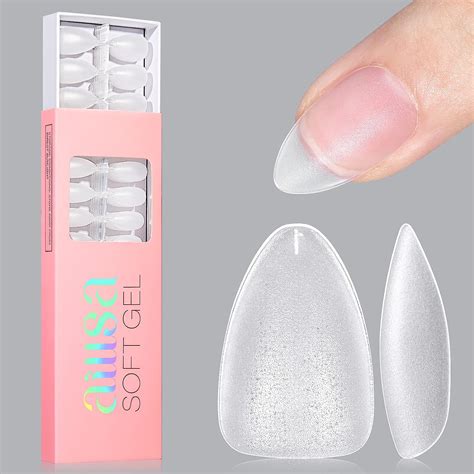 Aillsa Short Almond Nail Tips 240 Pcs Upgraded Matte Soft Gel Nail