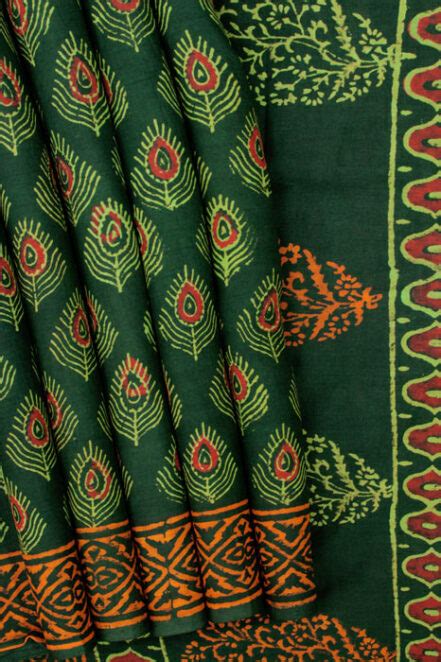 Buy Bagru Dabu Kasis Hand Block Printed Cotton Silk Saree Online