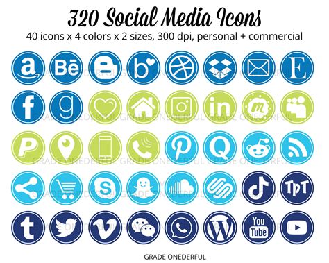 Blue Social Media Icons, Social Media Buttons, Icons for Blogs, Blue