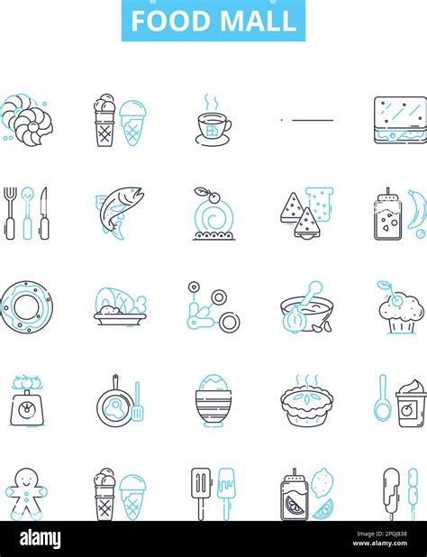 Food Mall Vector Line Icons Set Food Mall Foodcourt Restaurants