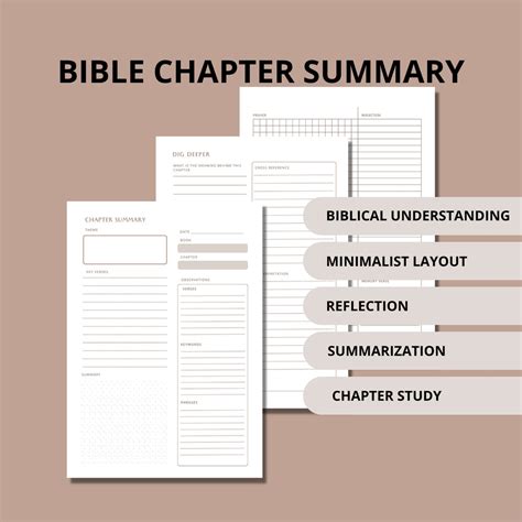 Bible Chapter Summary Printable Template, Chapter-by-chapter Summary of the Bible - Etsy