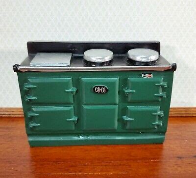 Dollhouse Aga Style Cooker Stove Oven Green Large Scale Miniature