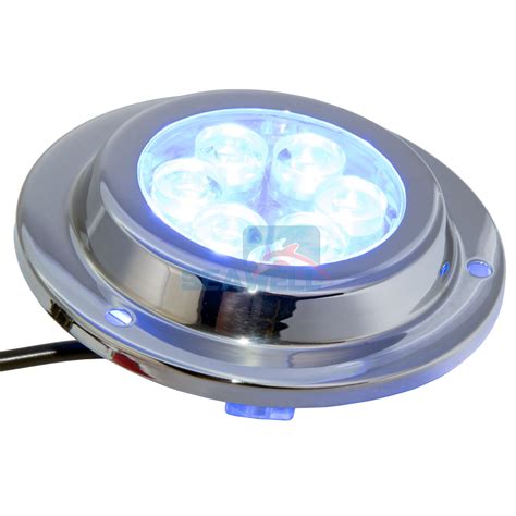 6 2w Dc Led Boat Marine Underwater Light Blue Surface Mount Stainless Ip68 Ebay