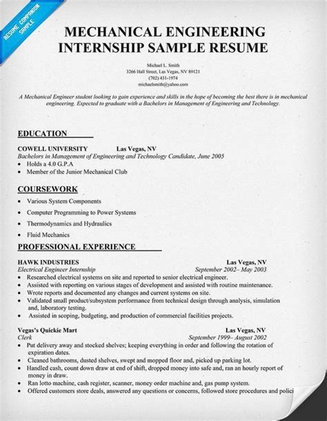 Mechanical Engineering Resume Templates Modern Mechanical Engineering