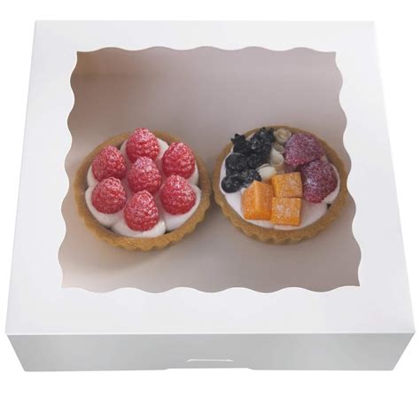 ONE MORE 9inch White Cookie Bakery Boxes Large Pie Boxes With PVC